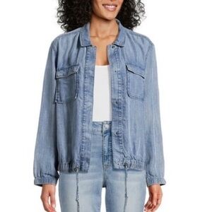 Drapey lightweight lyocell Time & Tru utility bomber jacket L